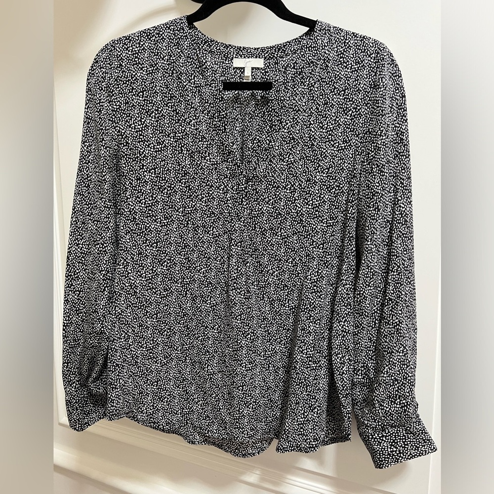 Jolie 100% Silk Navy and White Blouse